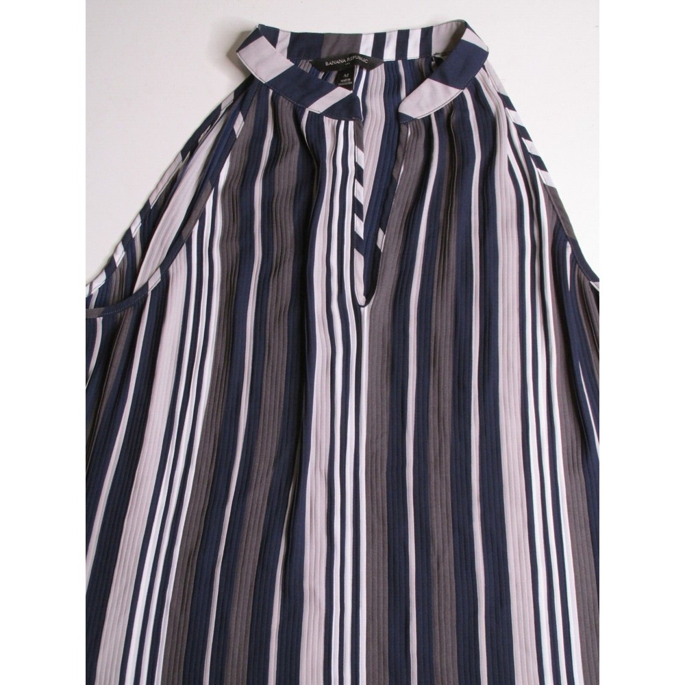 Banana Republic Halter Top Womens Medium Multicolor Striped Pleated Pullover